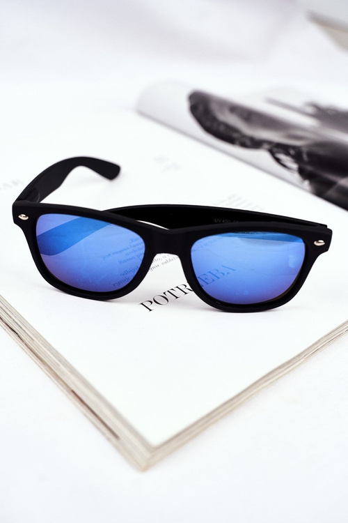 Sunglasses Black Mat Unisex Blue Mirror