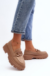 Chunky Women's Loafers With Chain Beige Dataia