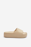 Women's Thick Sole Beige Slides Oreithano