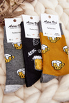 Men's Socks with Beer Patterns Grey