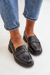Womens Natural Leather Moccasins Black Vinceza 58409