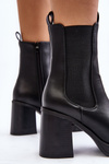 Women's Black Chunky Heel Ankle Boots Piovere