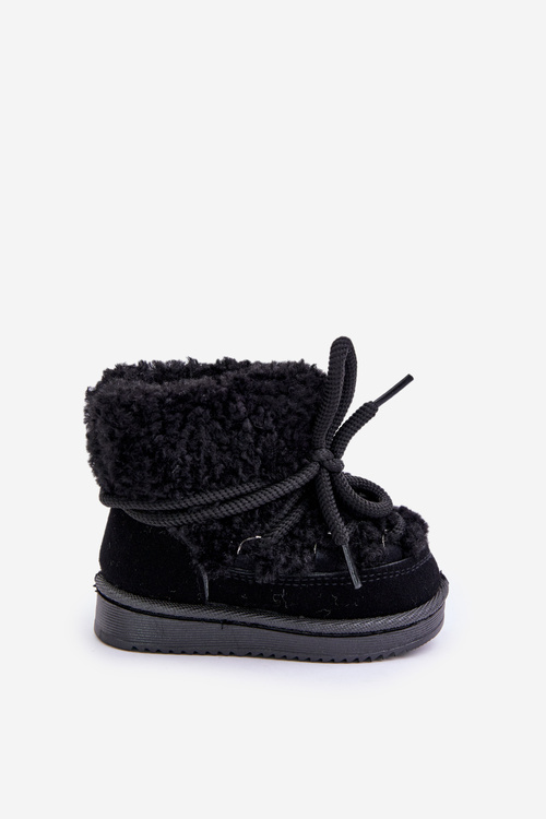 Warm Children's Lace-up Snow Boots Black Asija