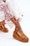 Women's Suede Wedge Sandals Camel Lydia