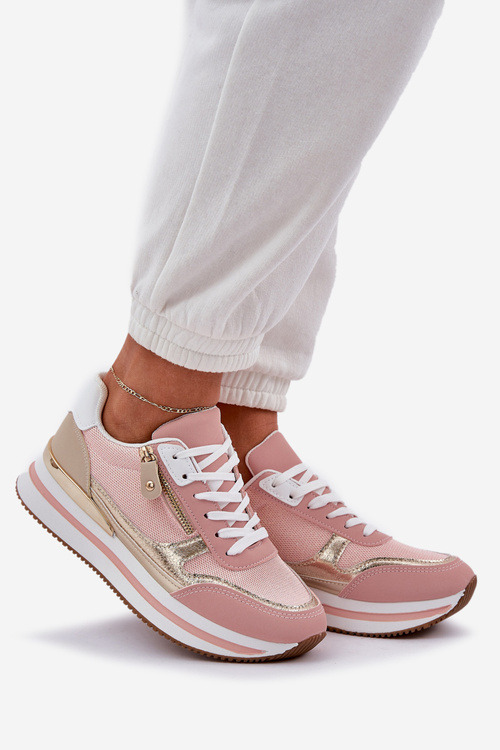 Women's Shiny Sports Shoes On Platform Pink Florefedi