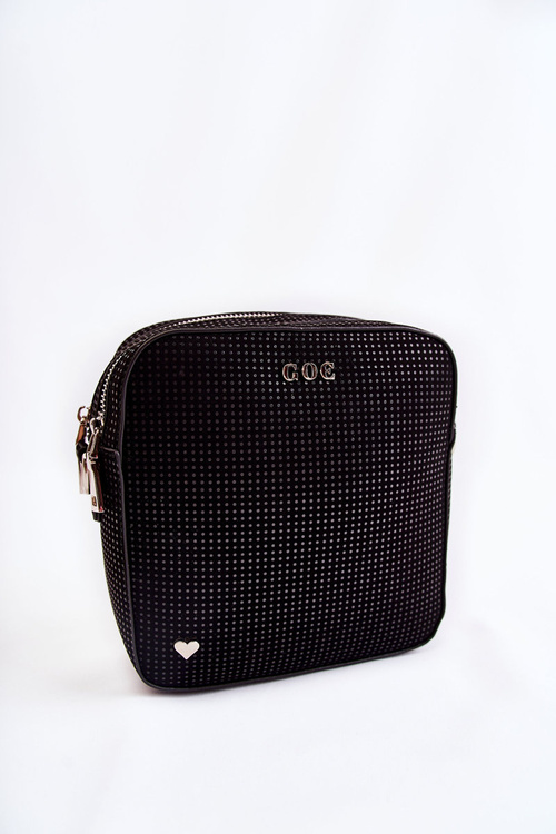 Leather Messenger Bag With Heart GOE ZNJ015 Black