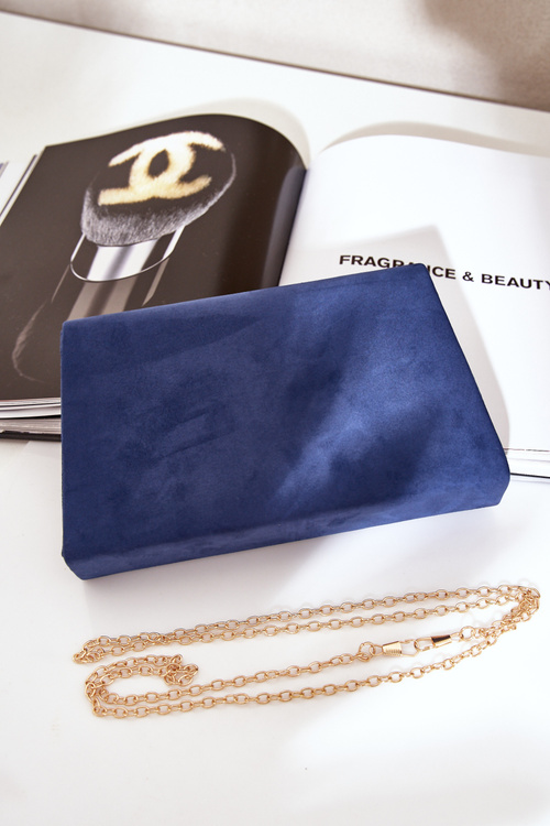 Clutch Bag With Decorative Heart Eco Suede Dark Blue Evilinas