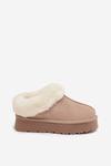 Leather Suede Snow Boots Women with Fur Beige Mivelle