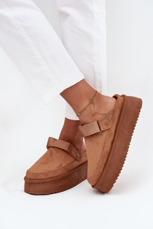 Women's Snow Boots On Platform With Velcro Camel Jorielle