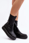 Women's Platform Ankle Boots Eco-leather Black Algedi