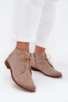 Suede Flat Heel Ankle Boots Cappuccino Zazoo 4078