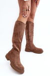 Women's Quilted Knee-High Boots Brown Heliofa