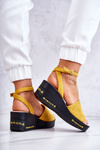 Women's Suede Wedge Sandals Yellow Cortena