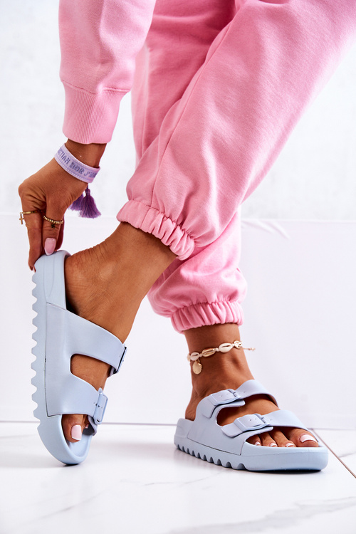 Rubber Slippers On The Platform Blue Westie