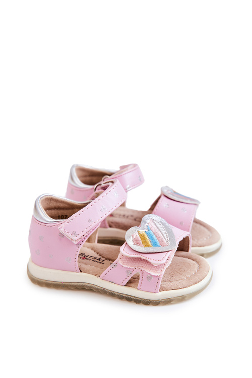 Children's Leather Sandals With A Heart Pink Elianna