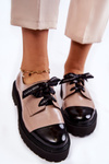 Lacquered Lace-Up Shoes Laura Messi 2441 Beige