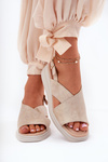 Ladies Wedge Sandals Made Of Eco Leather Golden Quilara