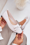Mesh Ballet Flats With Bow Light Beige Bianila