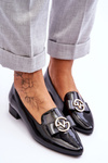 Patent Low Heel Loafers Black Asselia
