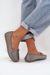 Glitter Flat Moccasins Made Of Natural Leather D&A LR51-546 Silver