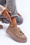 Leather Platform Sport Shoes Maciejka 06191-04 Beige