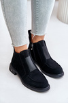 Suede Low Ankle Boots With Flat Heel Insulated D&A JC42-23 Black