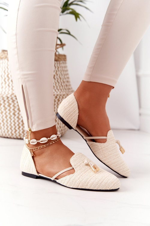 Pointed Toe Braided Ballerinas Lu Boo Beige