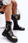Leather-lined Insulated Boots With Decorations D&A MR870-14A Black