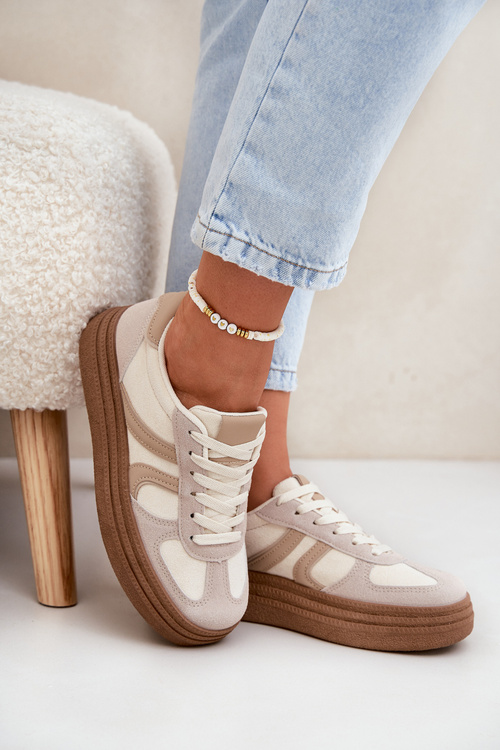 Womens Platform Sneakers Dark Beige Lesida