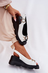 Ladies Leather Wedge And Platform Sandals With Decoration Artiker 56C1588 White