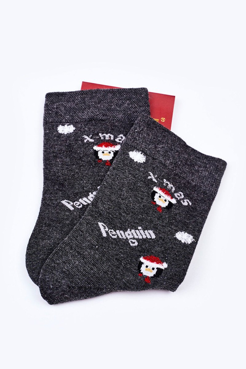 Christmas Cotton Socks PENGUIN Grey