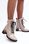 Ladies Glossy Lace-up Boots on Heel D&A MR870-06 Light gray