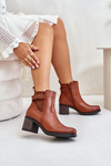 Insulated Heeled Booties Eco Leather With Buckle Camel Eriliana