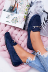Women's Comfort Suede Moccasins Navy Blue Anzio