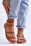 Women's Sandals With Decorative Studs Brown Dorothy