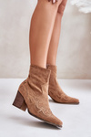 Cowboy Ankle Boots On Heel Eco Suede Brown Arabelline
