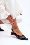 Leather Ballet Flats with Studs Black Laroshe