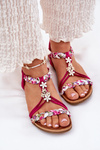 Flat Women's Sandals With Woven Straps And Clips Artiker Fuchsia 56C1314