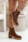 Women's Insulated Heeled Boots Eco Suede Brown Irissinae
