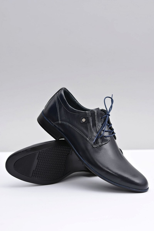 Navy Blue Leather Elegant Massimiliano Half Boots