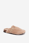 Furry Women's Platform Slides with Strap and Buckle Beige Noraline