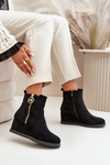 Leather Lined Heeled Boots With Ornamentation Black Vere