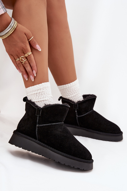 Snow boots made of natural suede lined with fur Vinceza 97961 Black