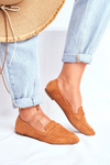 Women's Suede Moccasins CH-1M6 Camel Laveria