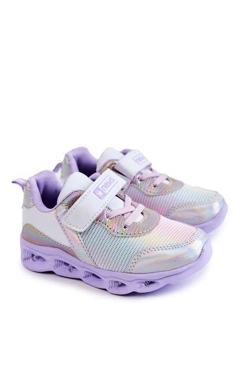 Children's Leather Sports Shoes White-Violet Loopsy