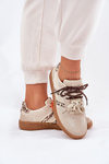 Women's Sneakers With Double Lacing Leopard Beige Ollabes