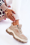 Buty Trekkingowe Trapery Damskie Memory Foam Beżowe Big Star KK274363