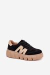 Damskie Sneakersy Platforma Zamsz Czarne Vinceza 79561