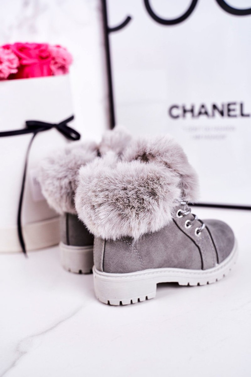 Children's Insulated Boots With Fur Grey Nella