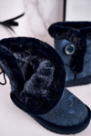 Children's Snow Boots With Fur And Button Navy Kawai